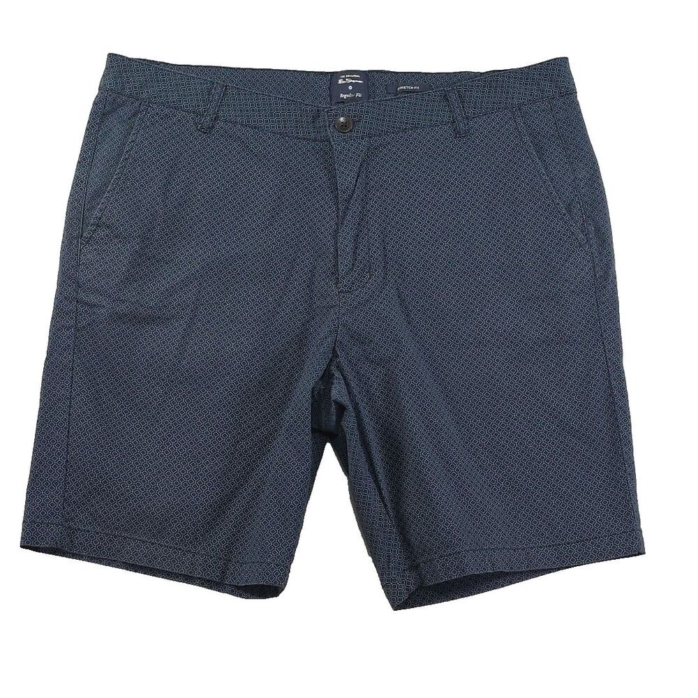 Ben Sherman Regular Fit Stretch Fit Shorts Men's size 38 Golf Geometric Blue